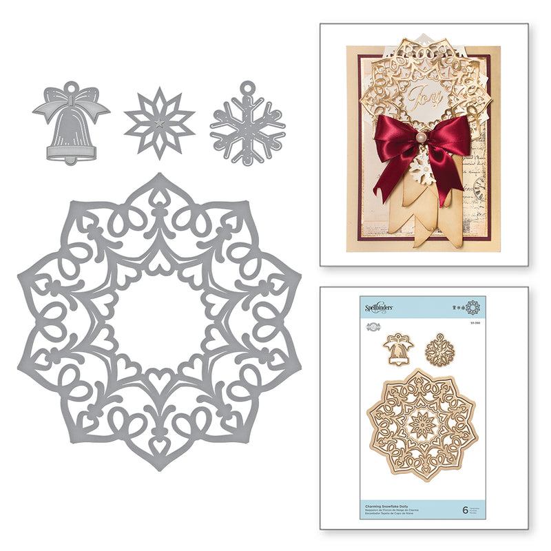 Spellbinders Shapabilities Etched Dies - A Charming Christmas Collection by Becca Feeken - Charming Snowflake Doily, S5-380