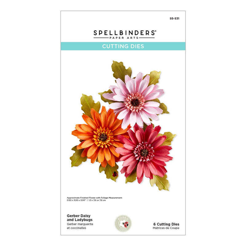 Spellbinders Etched Dies - Gerber Daisy & Ladybugs, S5-531