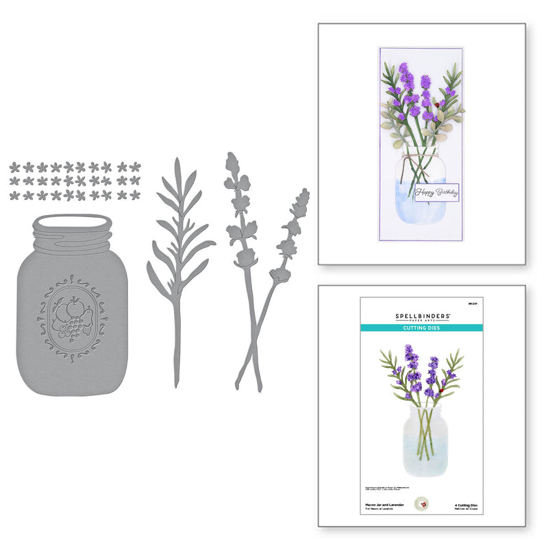 Spellbinders Etched Dies - Mason Jar and Lavender, S6-207