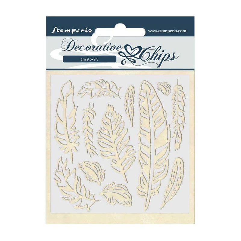 Stamperia Decorative Chips 5.5"x5.5" - Amazonia - Feather, SCB40