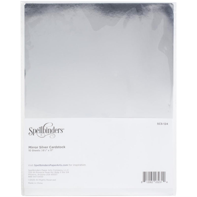 Spellbinders - Color Essentials Cardstock 8.5 x 11” – Mirror Silver, SCS-124