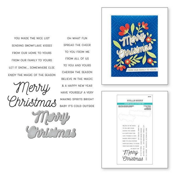 Spellbinders Stamp & Die Set - Many Merry Christmas Sentiments, SDS-175