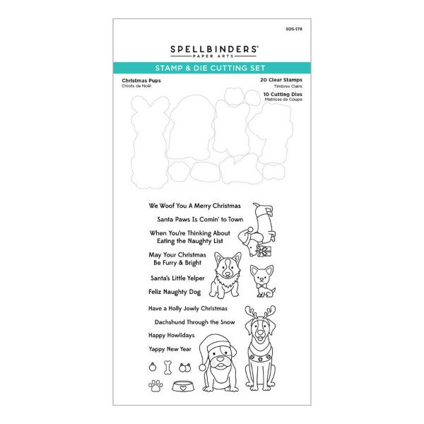 Spellbinders Clear Stamp & Die Set - Christmas Pups, SDS-178