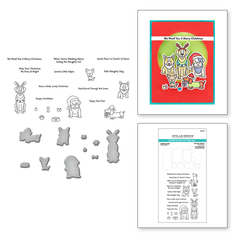 Spellbinders Clear Stamp & Die Set - Christmas Pups, SDS-178