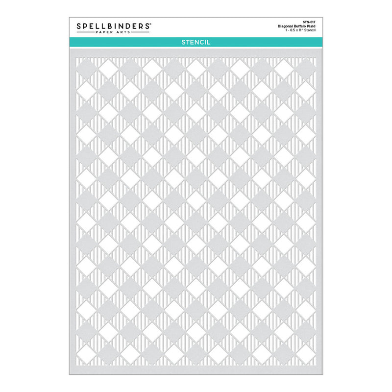 Spellbinders Stencil - Diagonal Buffalo Plaid, STN-017