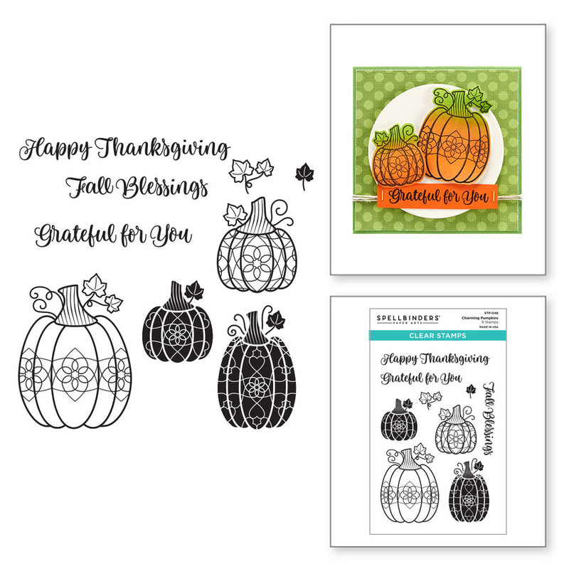 Spellbinders Clear Stamp Set - Charming Pumpkins, STP-046