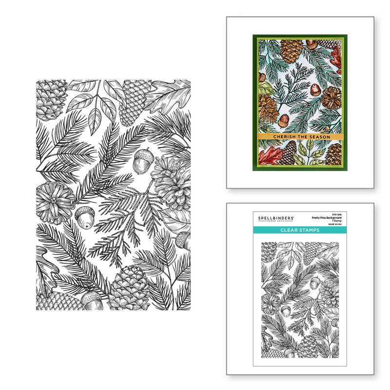 Spellbinders Clear Stamp Set - Pretty Pine Background, STP-074