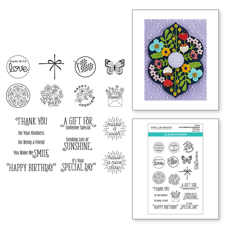 Spellbinders Clear Stamp Set - Floral Reflection Sentiments, STP-162