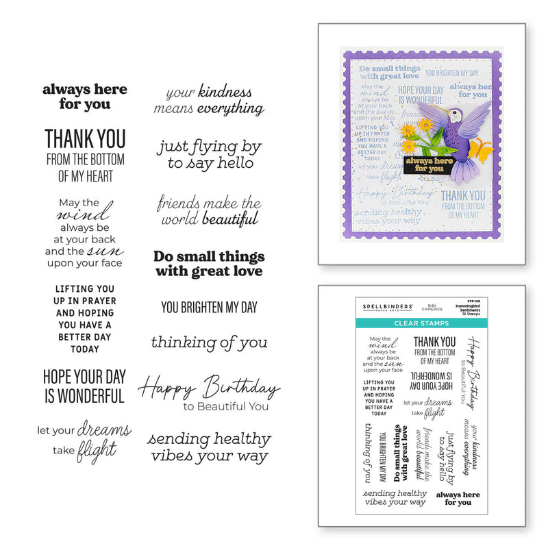 Spellbinders Clear Stamp Set - Hummingbird Sentiments, STP-169