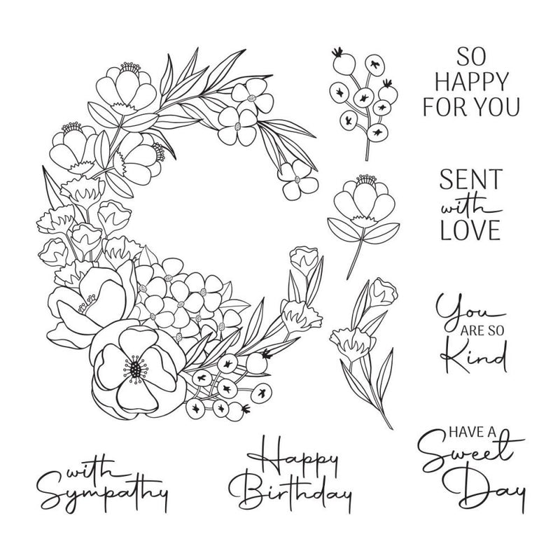 Spellbinders Clear Stamp Set - Four Petal Sweet Day Flowers, STP-179