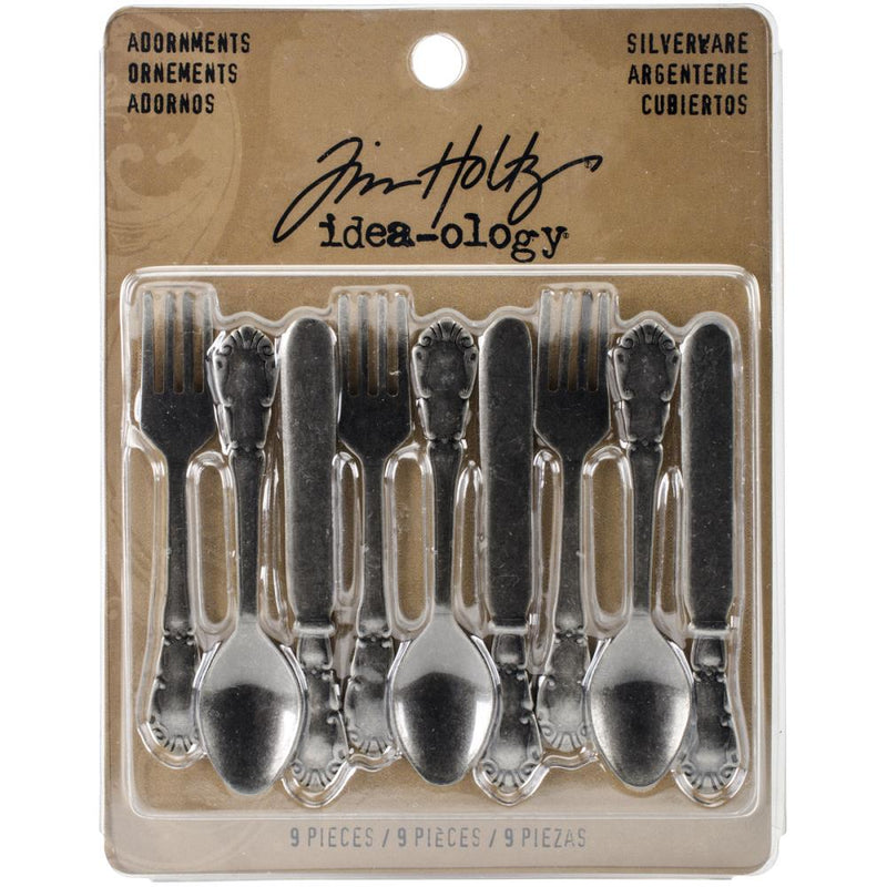 Tim Holtz Idea-ology - Adornments Silverware 9Pc, TH93254