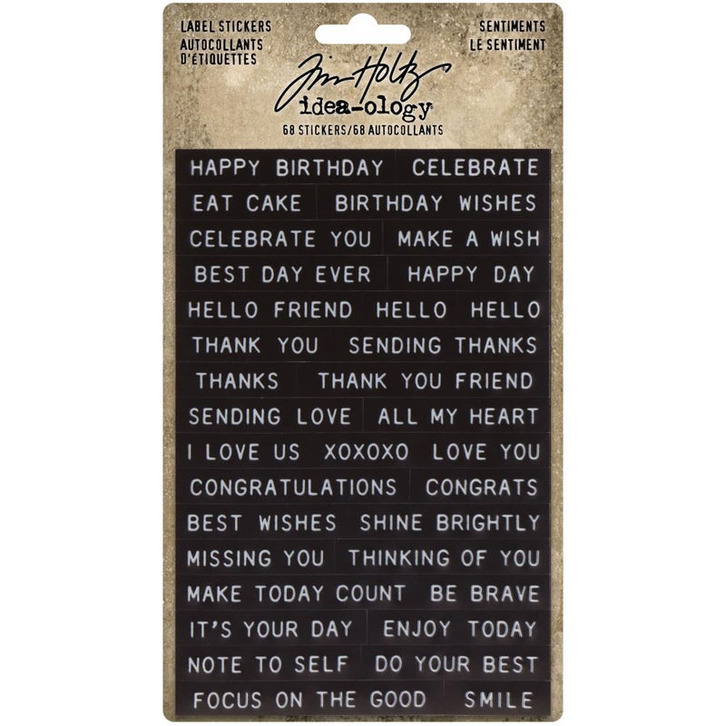 Tim Holtz Idea-ology Sentiments Label Stickers 68Pc, TH94121