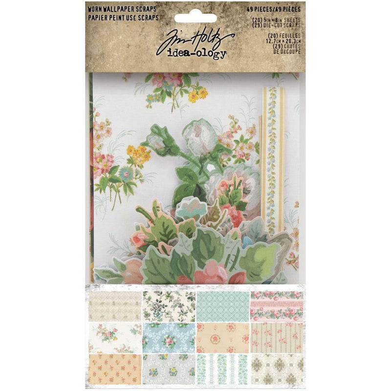 Tim Holtz Idea-ology Worn Wallpaper Scraps 49Pc, TH94122