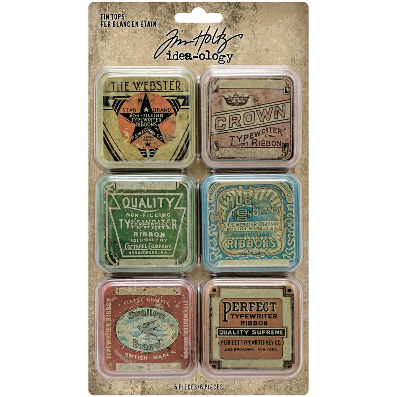 Tim Holtz Idea-ology Tin Tops 6Pc, TH94128