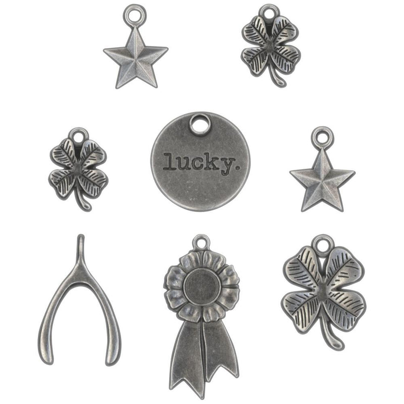 Tim Holtz Idea-ology Lucky Metal Adornments 8Pc, TH94131