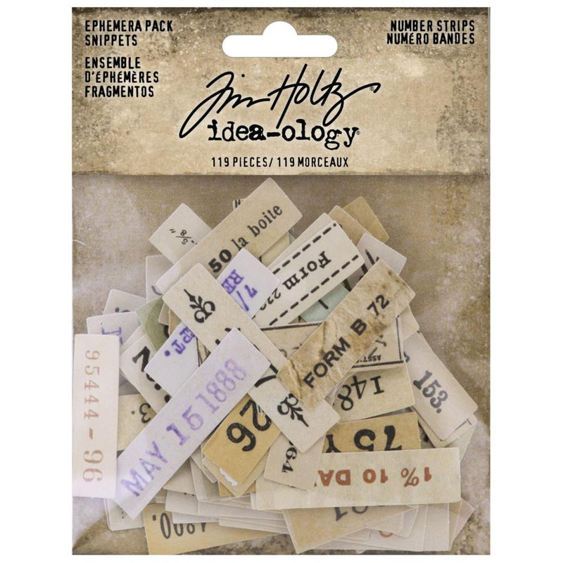 Tim Holtz Idea-ology Ephemera Snippets 119Pc - Number Strips, TH94222