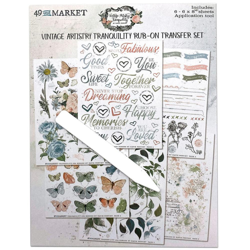 49 & Market Rub-On Transfer 6x8 Set - Vintage Artistry Tranquility, VAT39654