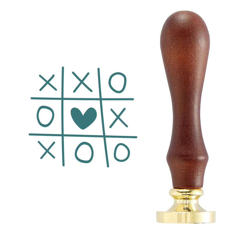 Spellbinders Brass Wax Seal with Handle - Heart Tic Tac Toe, WS-056