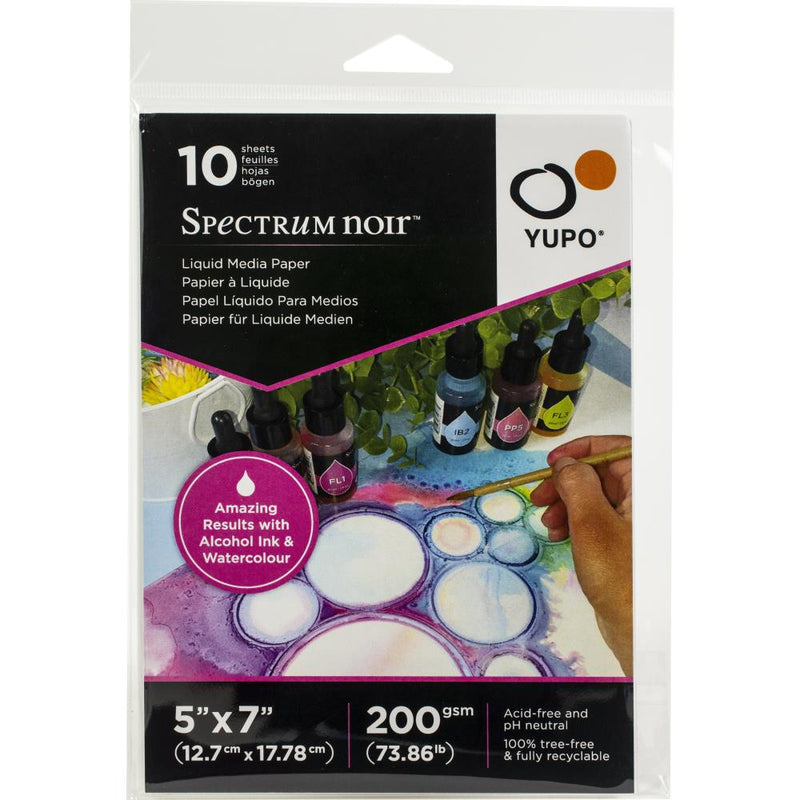 Spectrum Noir - YUPO Liquid Media Paper 73.86lb, 5X7, 10Pc - Black, YU105X7S