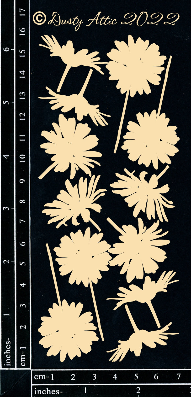 Dusty Attic Chipboard 3x6 - Daisies Small, DA3307