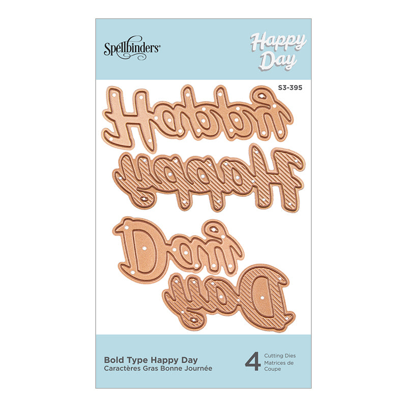 Spellbinders D-Lites Etched Dies - Bold Type Happy Day, S3-395