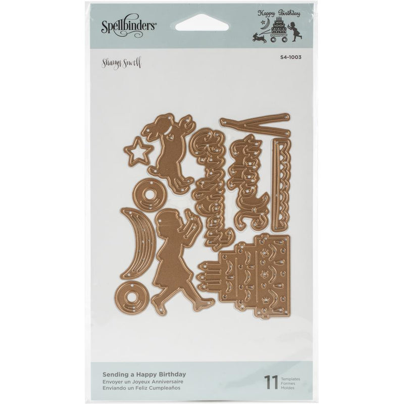 Spellbinders Shapabilities Etched Dies - Happy by Sharyn Sowell - Sending A Happy Birthday, S4-1003